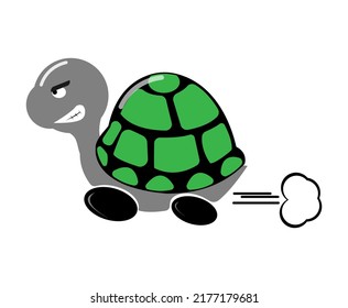 fast turtle cute character icon