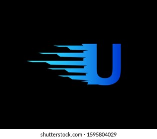 Fast U Letter Digital Data Logo Icon, Fast Hi-tech  U Design Concept.