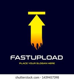 Fast upload with flame vector logo template. This graphic suitable for get file business from internet. 
