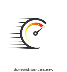 Fast vector icon with speed meter