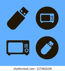 fast vector icons set. with microwave and flash driver in set
