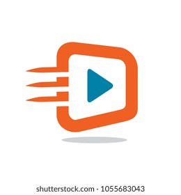 Fast Video Icon or Logo, Vector Illustration