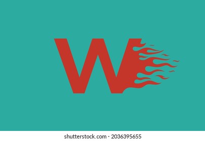 Fast W fire with flames logo letter. Burning letter icon for your project, application or company.