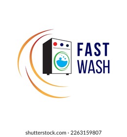 Fast Wash Washing Machine Logo Design Template.