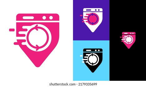 Fast Washing Laundry Machine Business Company Logo Design Concept