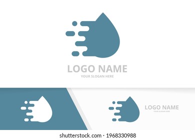 Fast water drop logo combination. Unique quick oil logotype design template.