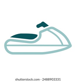 Fast water scooter and boat, luxury boat vector isolated icon. Graph symbol for travel and tourism web site and apps design, logo, app, UI