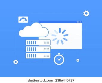 Fast Web Hosting concept. Optimize website with fast content loading. Internet servers for efficient data storage. Business cloud hosting concept with high-speed hosting icon design