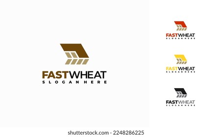 Diseños del logotipo de trigo rápido vectores del concepto, plantilla del logotipo de nutrición de trigo