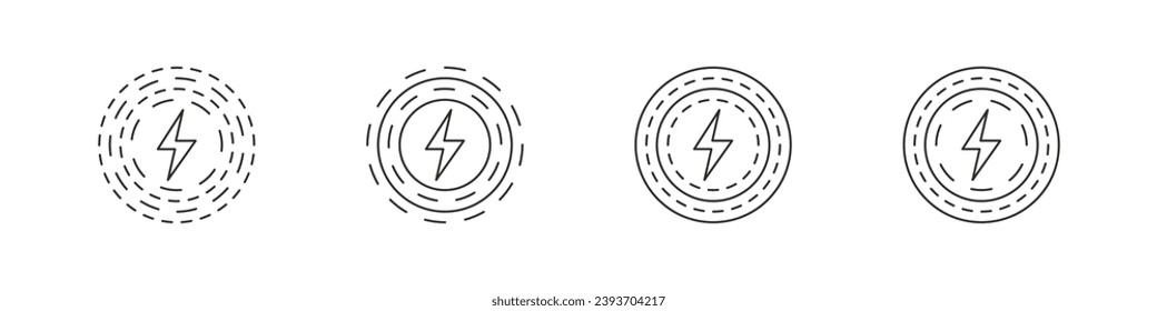 Fast wireless charge icon set. Device charger icons.