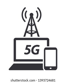 Fast wireless internet access 5G web network connection vector icon