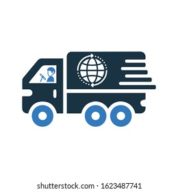 Fast worldwide delivery icon, Quick shipping, transportation