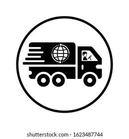 Fast worldwide delivery icon, Quick shipping, transportation