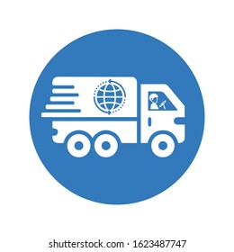 Fast worldwide delivery icon, Quick shipping, transportation