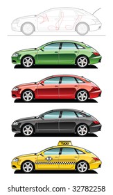 Fastback, taxi  (Simple gradients only - no gradient mesh.)