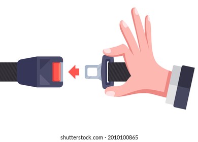 fasten the seat belt in the car. flat vector illustration.