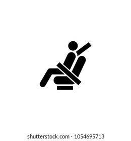 Fasten Seat Belt. Flat Vector Icon. Simple black symbol on white background
