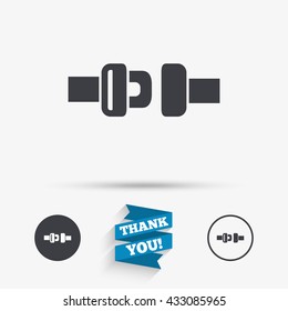 Fasten seat belt sign icon. Safety accident. Flat icons. Buttons with icons. Thank you ribbon. Vector