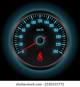 Aperte a luz de aviso do cinto de segurança no painel do carro. Ilustração de vetor. 