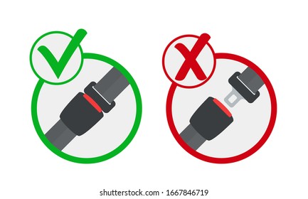 Fasten your seat belts, it is forbidden to drive, flight without fastening your seat belt. Take care of your safety. Information banner. Vector illustration, flat design, isolated on white background.