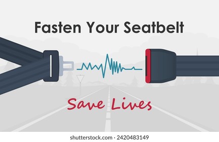 Fasten your seatbelt concept. Drive safe and safety first. Vector illustration.