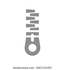 Fastened zipper with slider. Zip locker fastener vector icon.