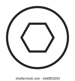 Fastener head vector icon.Outline vector icon isolated on white background fastener head.