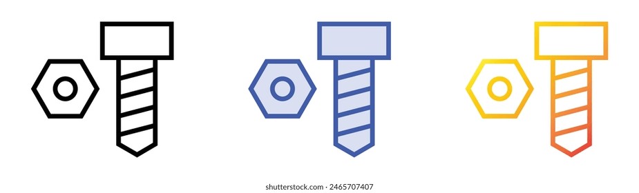 fastener icon. Linear, Blue Fill and Gradient Style Design Isolated On White Background