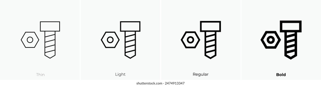 fastener icon. Thin, Light Regular And Bold style design isolated on white background