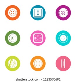 Fastener icons set. Flat set of 9 fastener vector icons for web isolated on white background