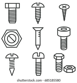 fastener vector icon set