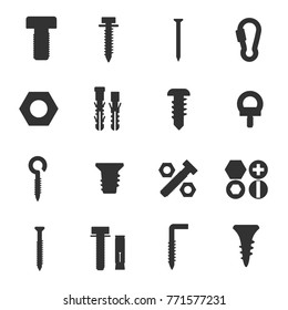 Fasteners icon set, simple icons collection