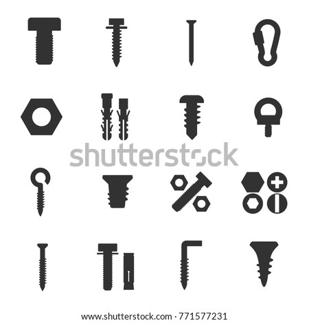Fasteners icon set, simple icons collection