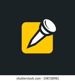 Fasteners nail abstract vector sign branding corporate logo isolated on a dark background