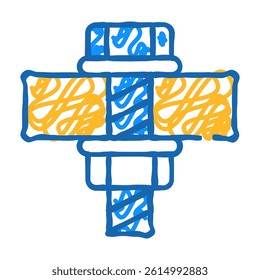 fastening bolt waterproof layer doodle icon sketch vector. fastening bolt waterproof layer sign. isolated symbol illustration