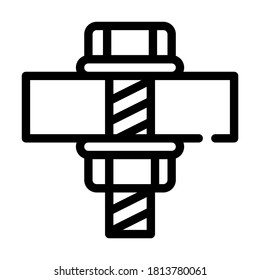 fastening bolt waterproof layer line icon vector. fastening bolt waterproof layer sign. isolated contour symbol black illustration