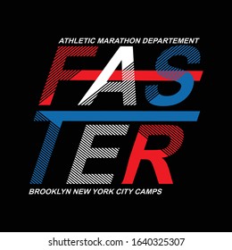 faster athletic typography, vector illustration