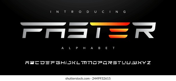 Faster creative simple modern urban alphabet font. Digital abstract futuristic, fashion, sport, minimal technology typography. Simple numeric vector illustration