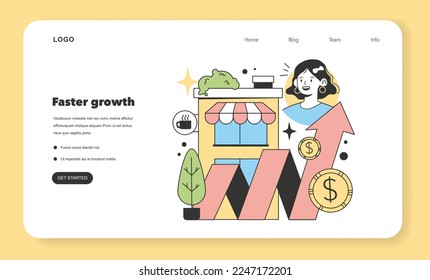 Faster growth as a positive aspects about starting and developing a new start-up, small local business web banner or landing page. Potential for growth and success. Flat Vector Illustration