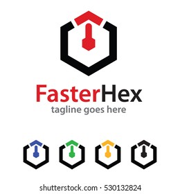 Faster Hex Logo Template Design Vector