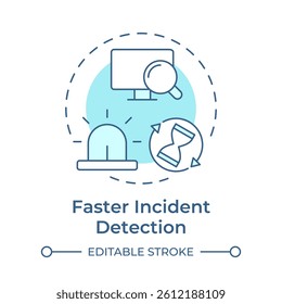Faster incident detection soft blue concept icon. Problem solving, service maintenance. Round shape line illustration. Abstract idea. Graphic design. Easy to use in blog post, presentation