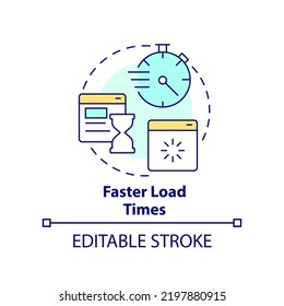 Faster load times concept icon. Web page loading. Advantage of mobile first design abstract idea thin line illustration. Isolated outline drawing. Editable stroke. Arial, Myriad Pro-Bold fonts used