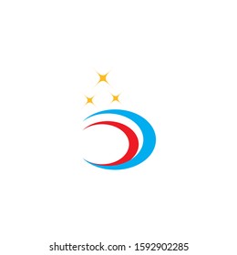 Faster Logo Template vector icon illustration design. Stars and red and blue icon.