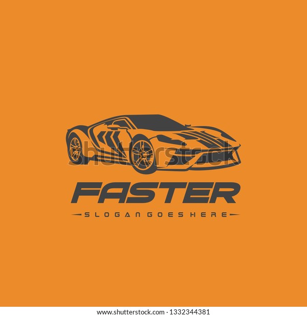 Faster Motorsport\
Racing Car Logo -\
Vector