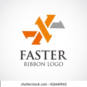 Faster ribbon of speed abstract vector and logo design or template delivery business icon of company identity symbol concept