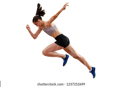 faster start running woman sprinter runner polygonal style