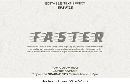 faster text effect, font editable, typography, 3d text. vector template