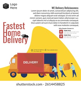 Fastest home delivery. Delivery service. Delivery graphic design vector.