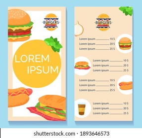 Fastfood Burger Cafe Menu Vector Illustration Stock Vector (Royalty ...