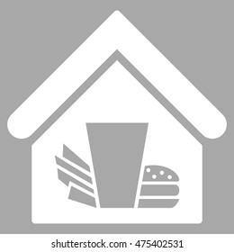 Fastfood Cafe icon. Vector style is flat iconic symbol, white color, silver background.